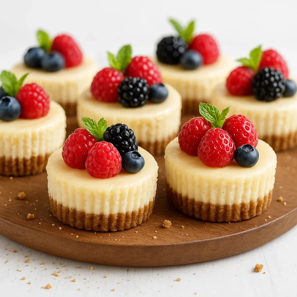A plate of desserts with berries on top.