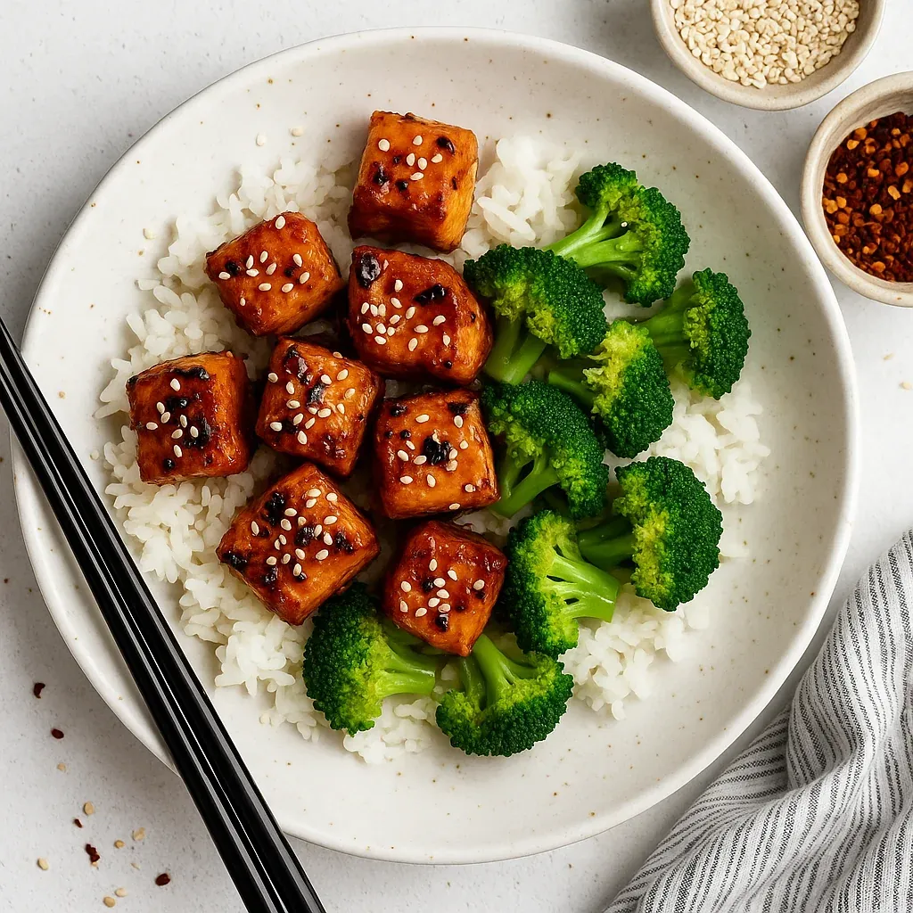 A plate of food with rice and broccoli.