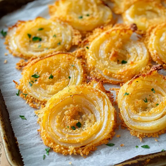 A tray of food with onions and cheese.