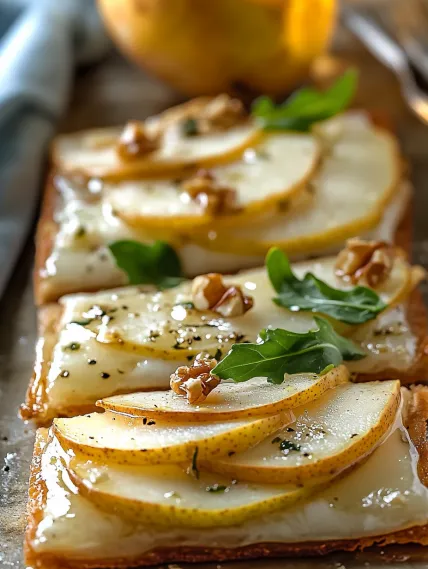 A slice of pizza with a slice of apple on top.