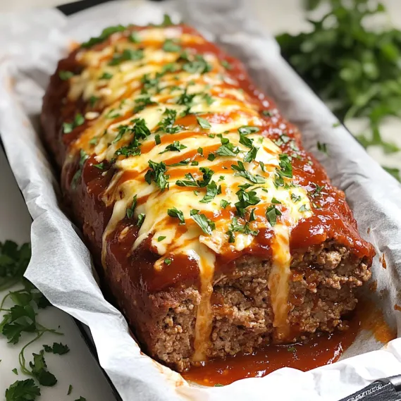 A dish of meat and cheese with sauce.