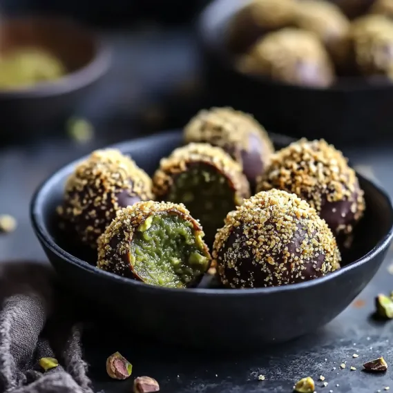 A bowl of chocolate covered balls.