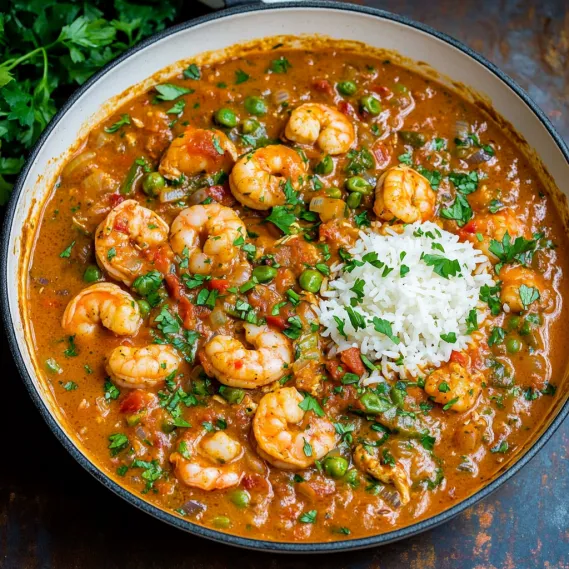 A bowl of shrimp and rice.