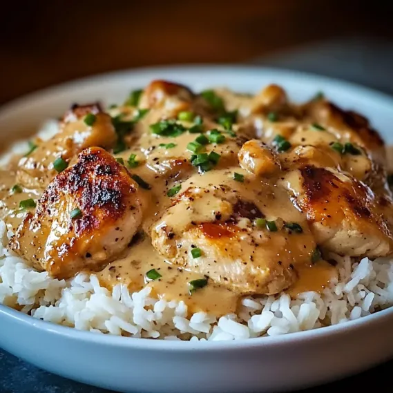 A plate of chicken with rice.