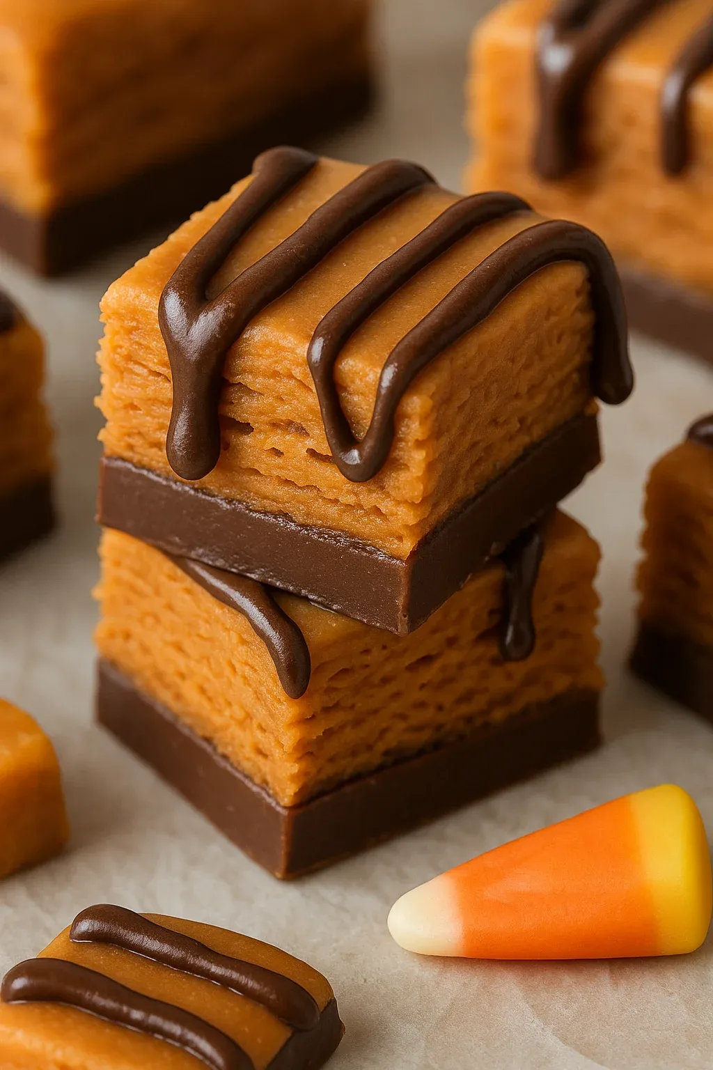 A chocolate and caramel dessert.
