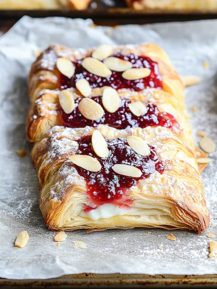 A pastry with jelly and nuts on it.