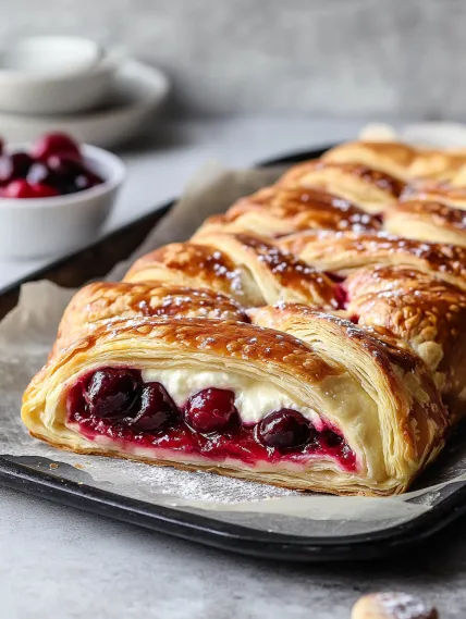 A pastry with berries on top.