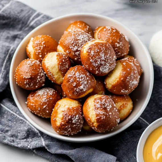 A bowl of doughnuts with sugar on top.