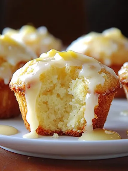 A muffin with white icing.