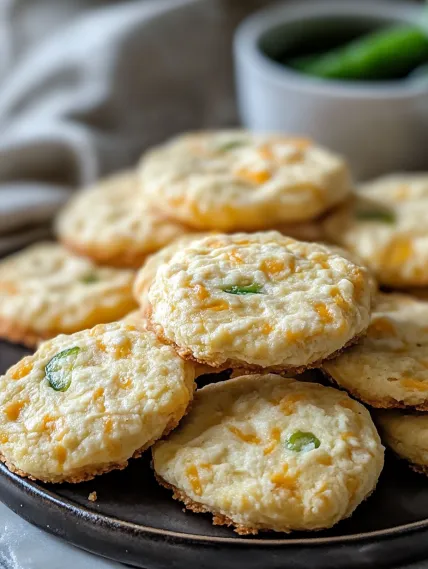 A plate of cheese and green pepper biscuits.