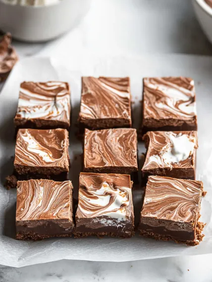 A square of chocolate cake with white frosting.