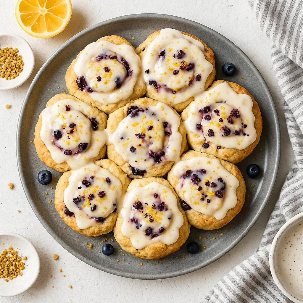 A plate of blueberry and cream filled pastries.