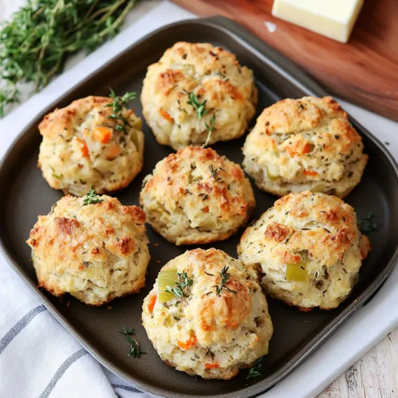 A pan of biscuits with carrots on top.