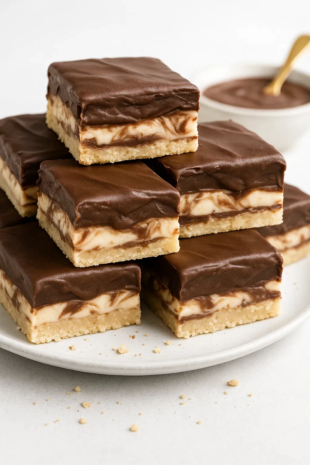 A stack of chocolate and white squares.