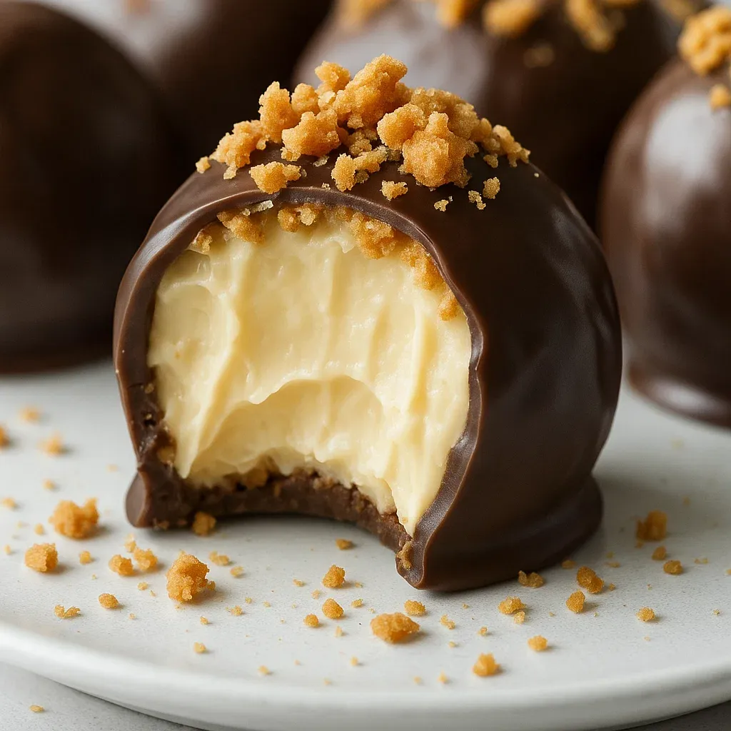 A chocolate ball with a bite out of it.