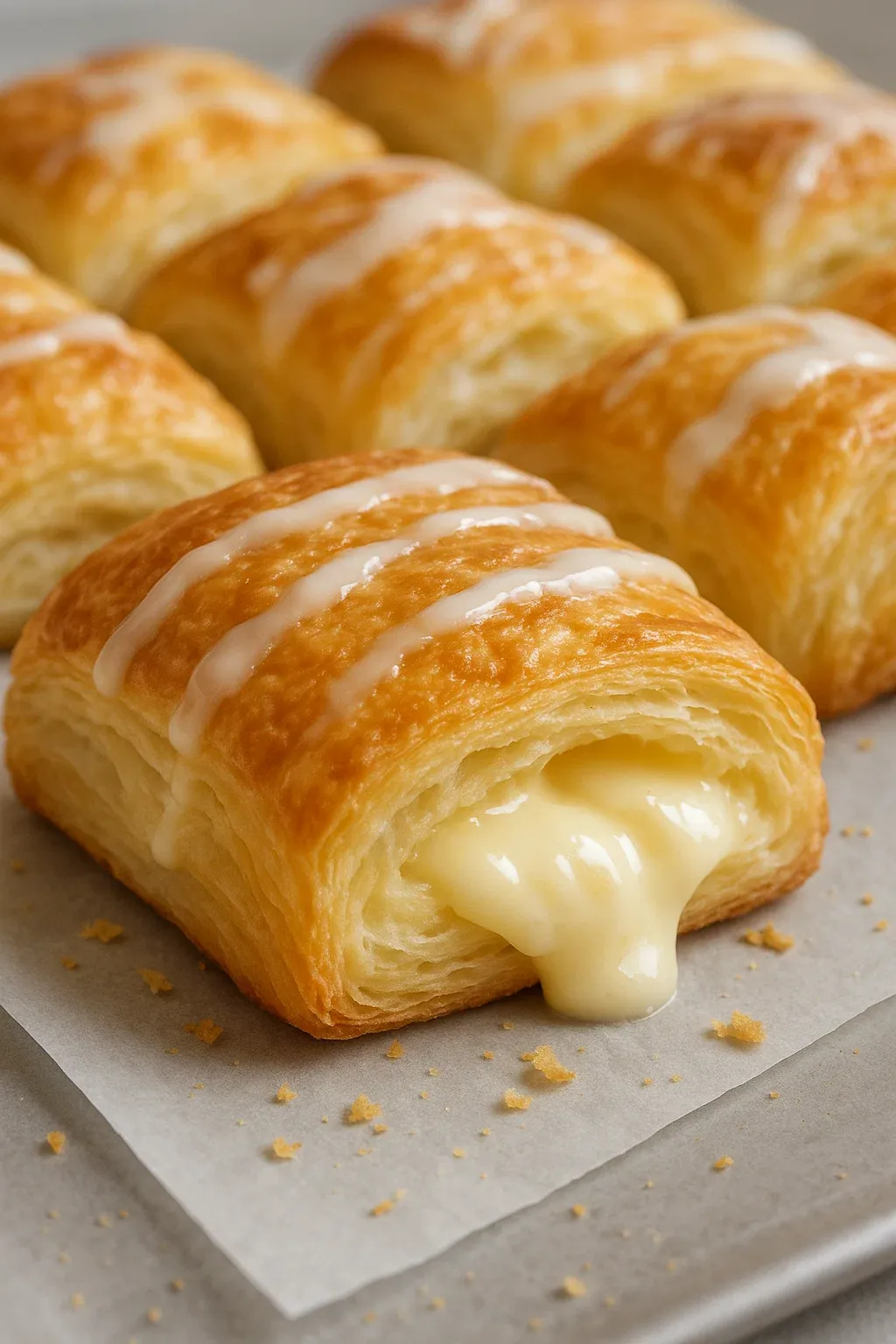 A pastry with cream in it.