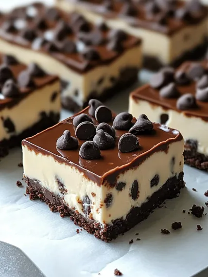 A close up of a chocolate dessert with chocolate chips.