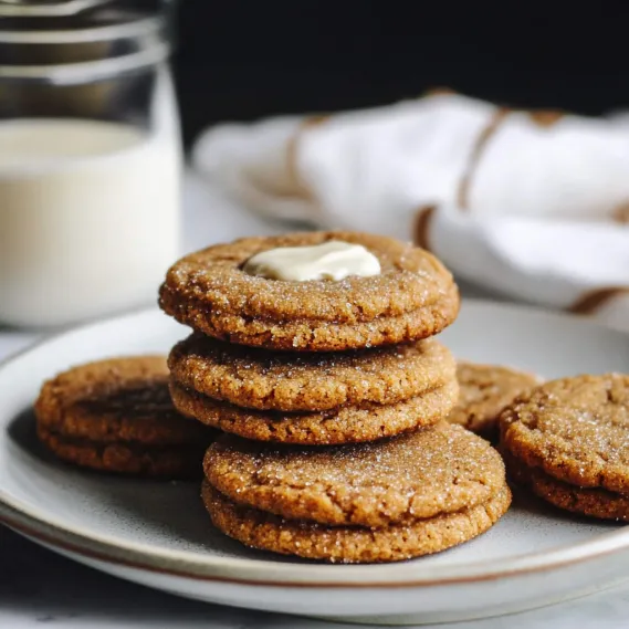 A plate of cookies with a dollop of butter on top.