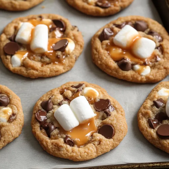 Marshmallows on top of cookies.