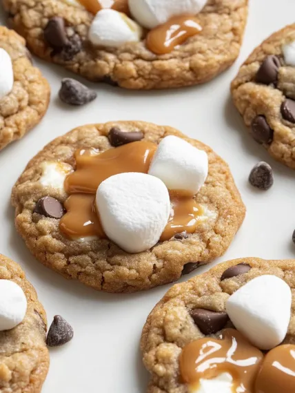 Marshmallows on top of cookies.