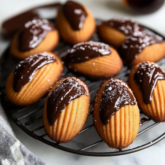 Chocolate covered cookies on a tray.