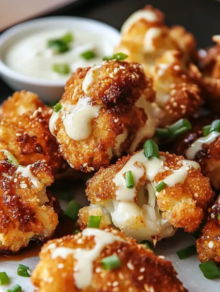 A plate of fried food with a dipping sauce.