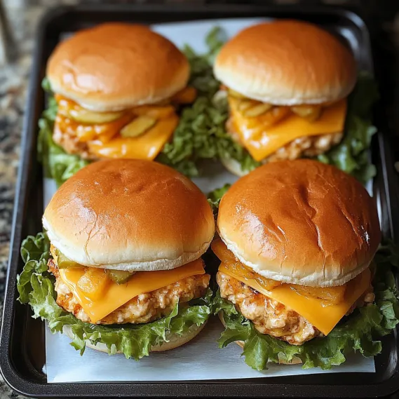 Four hamburgers on a tray.
