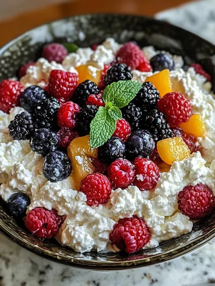 A bowl of fruit with raspberries, blueberries, blackberries, and strawberries.