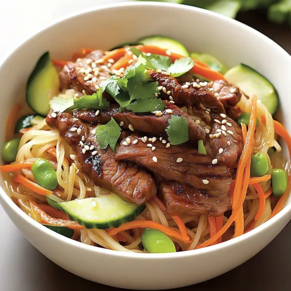 A bowl of food with meat and vegetables.