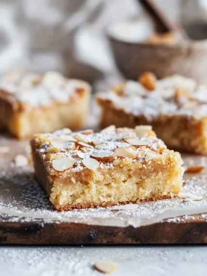 A plate of desserts with almonds on top.