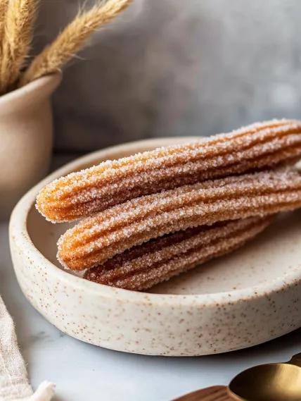 Two pieces of sugar coated churros.