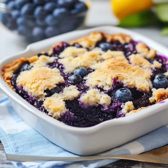 A bowl of blueberries and lemon slices.