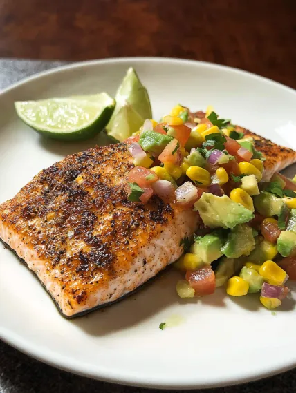 A plate of food with fish and vegetables.