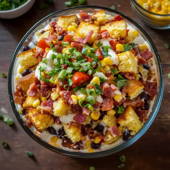 A bowl of food with a slice of bacon on top.
