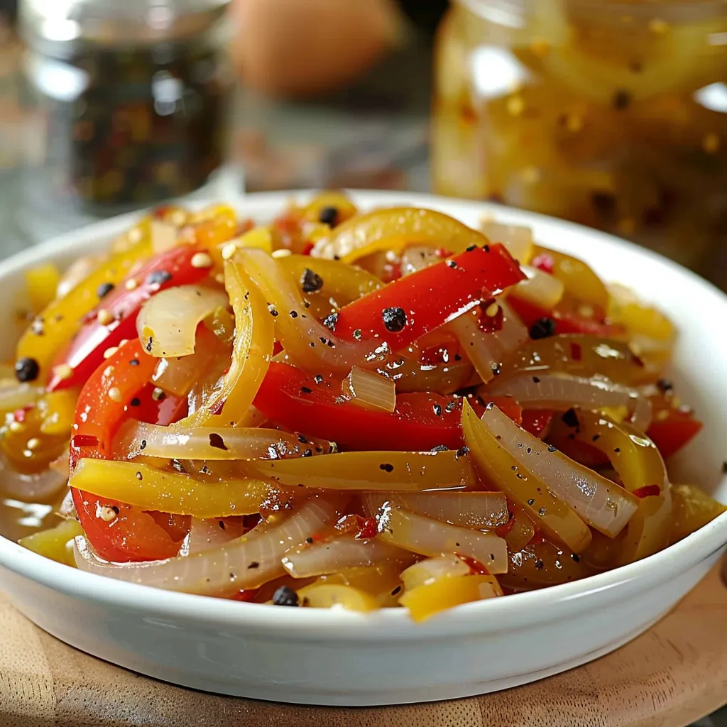 A white bowl filled with peppers and onions.