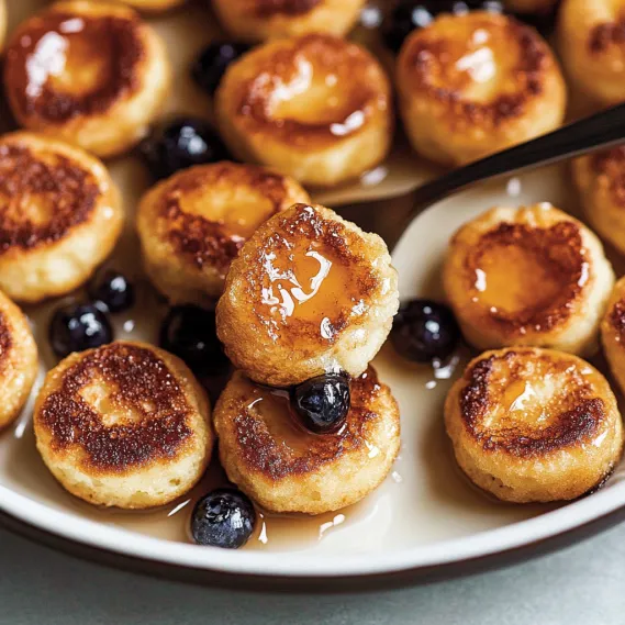 A bowl of pastries with blueberries on top.