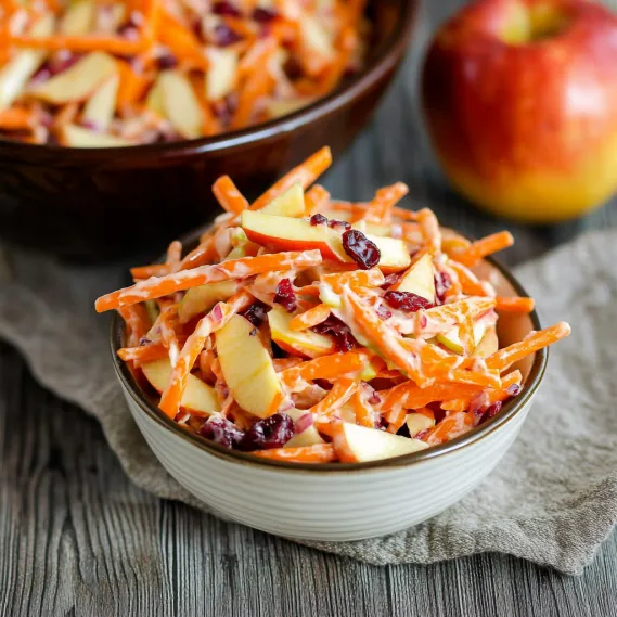 A bowl of carrots and apples.