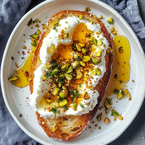 A slice of bread with white cream and nuts on top.