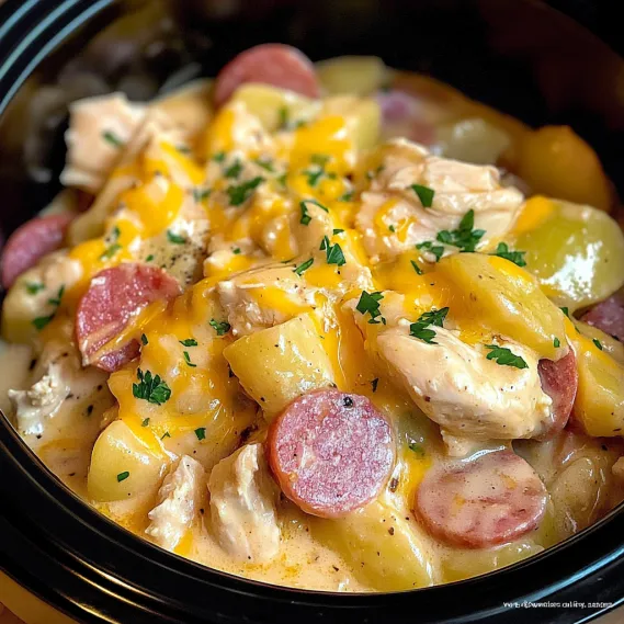 A bowl of chicken and potatoes.