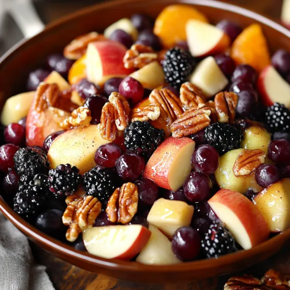 A bowl of fruit with a variety of fruits including apples, oranges, and blueberries.