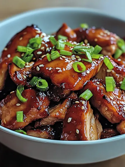 A bowl of meat with green onions.