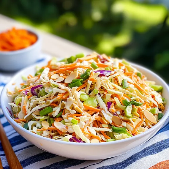 A bowl of coleslaw on a table.