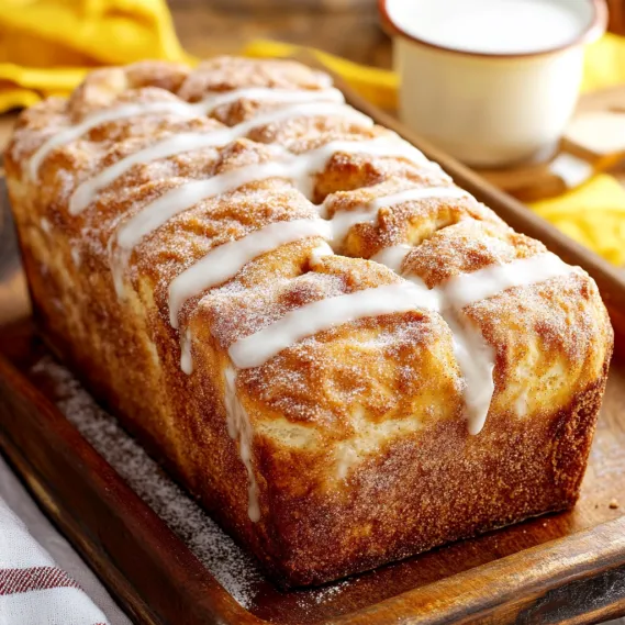 A loaf of bread with icing on top.