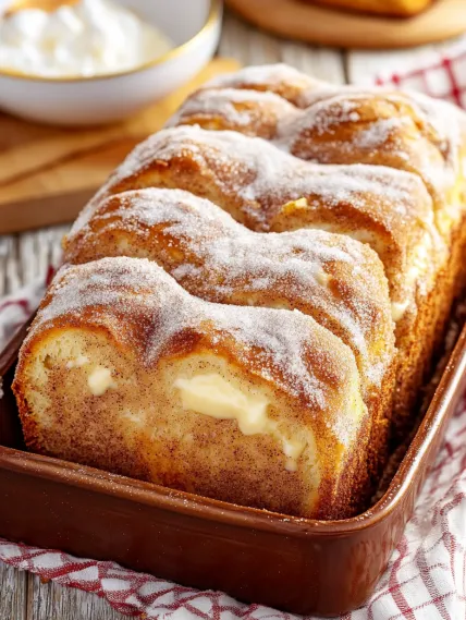 A cake with powdered sugar on top.
