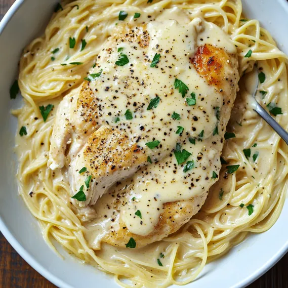 A bowl of pasta with chicken and cheese.