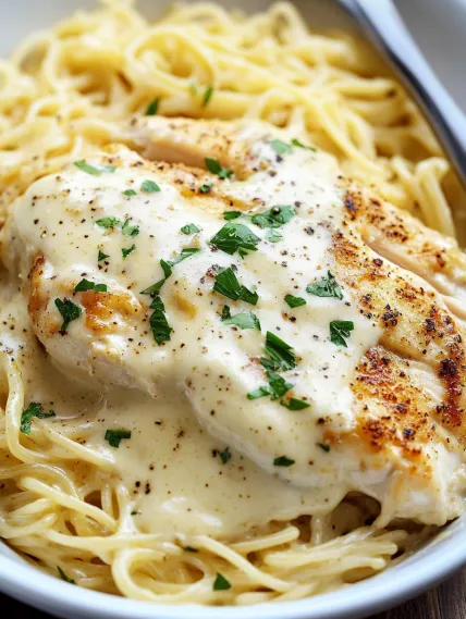 A plate of food with chicken and pasta.
