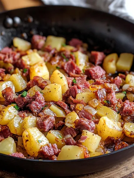 A close up of a pot of meat and potatoes.