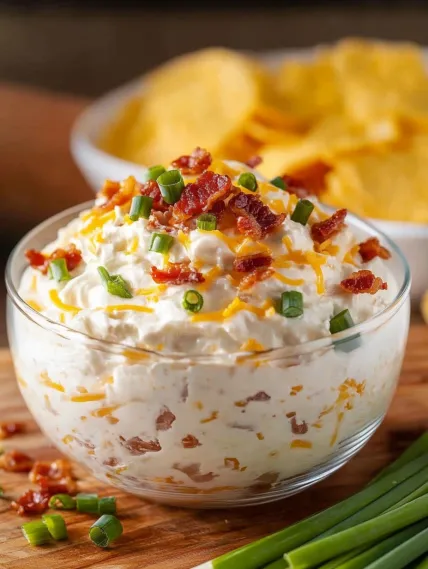 A bowl of bacon and cheese dip.