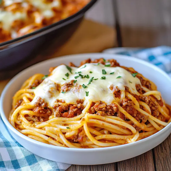 A bowl of spaghetti with meat sauce and cheese.