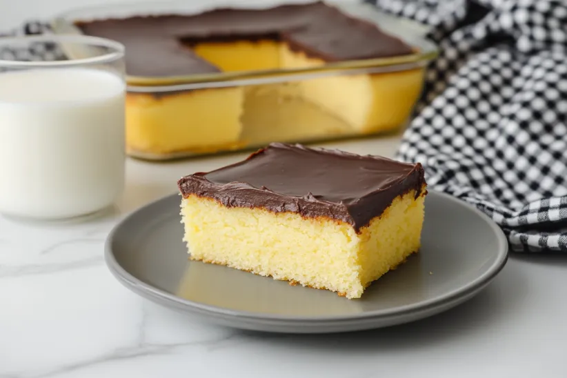 A slice of cake on a plate.
